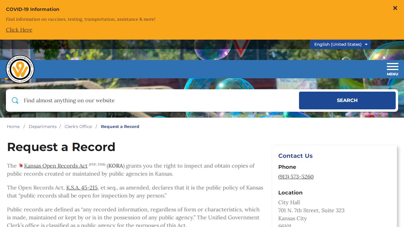 Request a Record – Unified Government of Wyandotte County and Kansas City